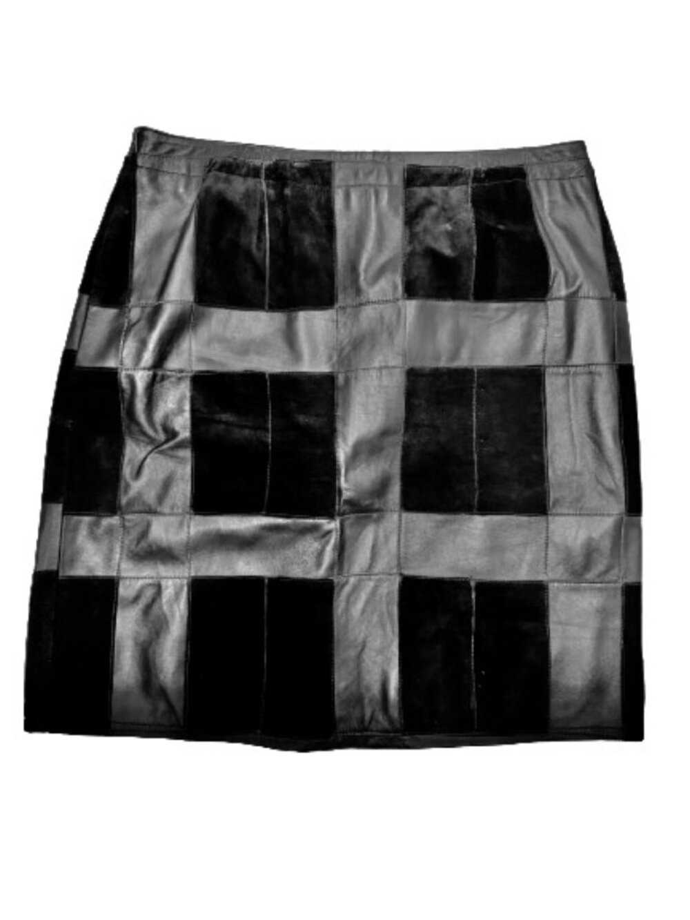 INC International Concepts | Luxury Leather & Suede Patchwork Skirt Lined